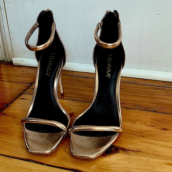Liliana Shoes - Lillian Gold Heeled Sandals Size 8